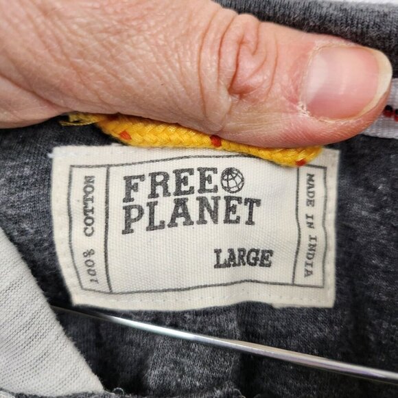 Free Planet Mens Hoodie Size Large Gray Heather 1/4 Button Lightweight Pullover - Picture 3 of 6